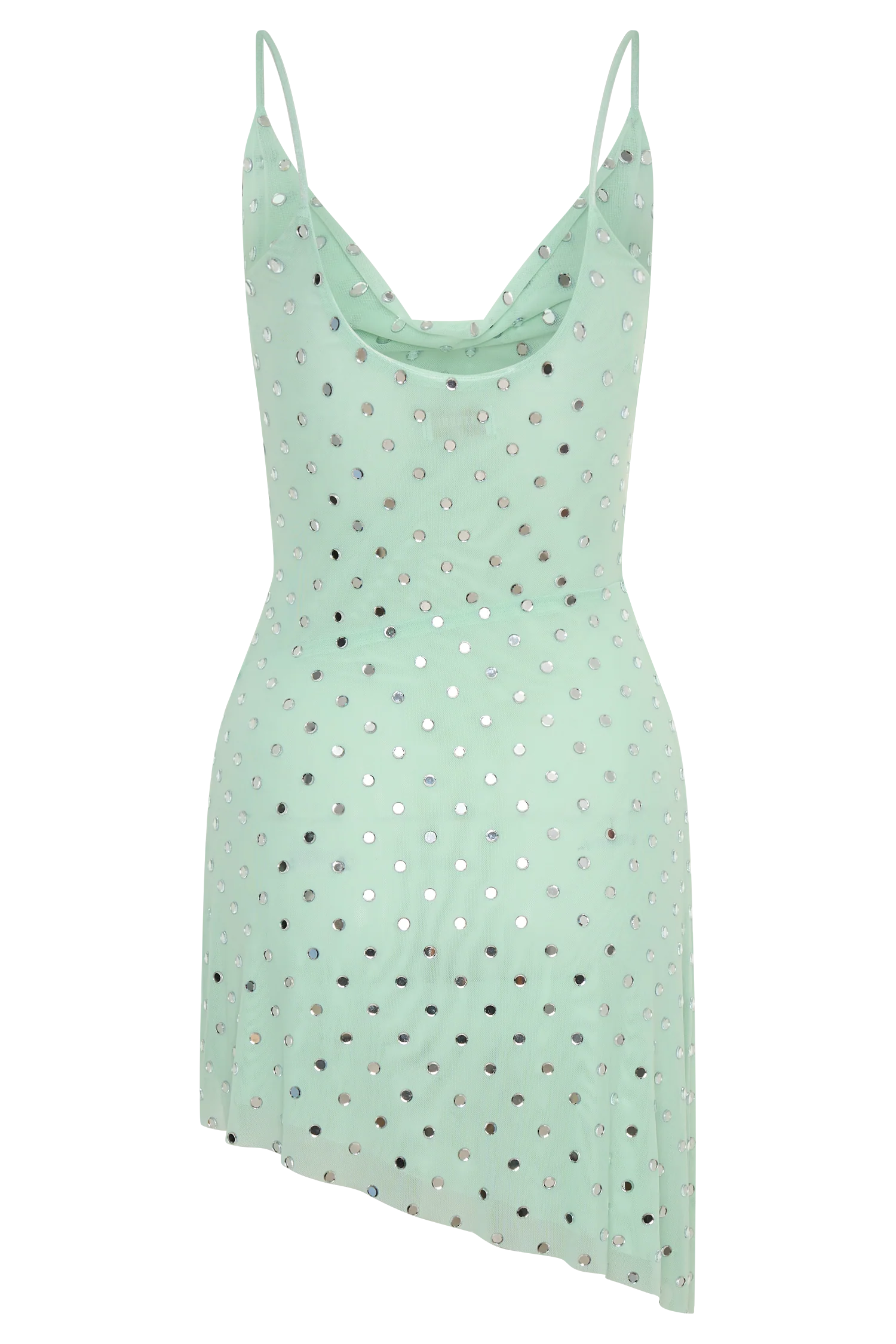 Zahra Diamante Cowl Mini Dress - Mint - Image 10