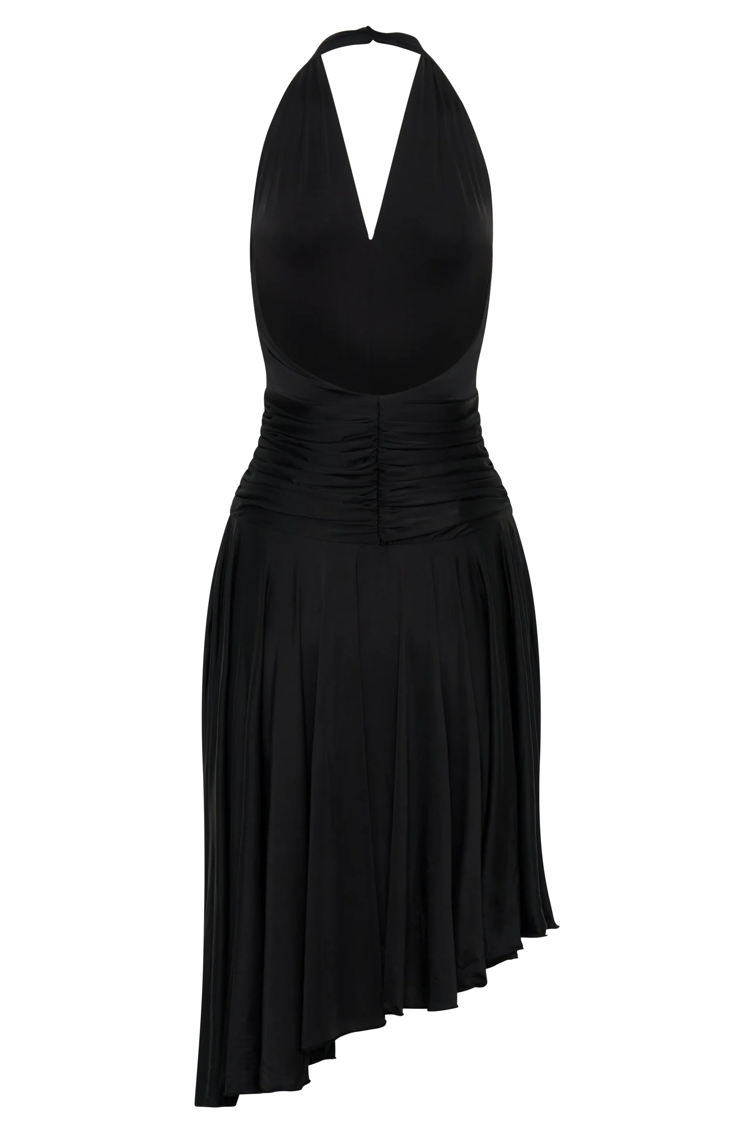 Zelda Asymmetric Slinky Midi Dress - Black - Image 6