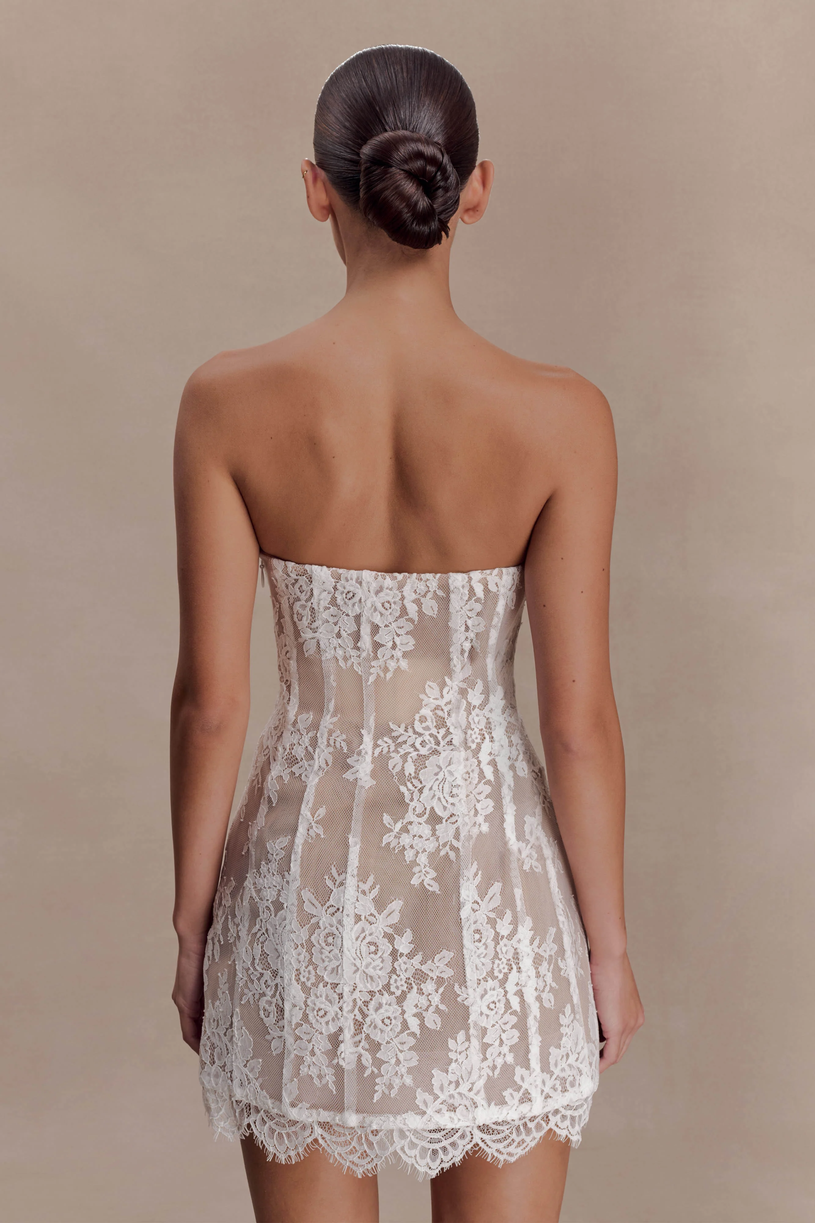 Zoey Lace Corset Mini Dress - Ivory - Image 2