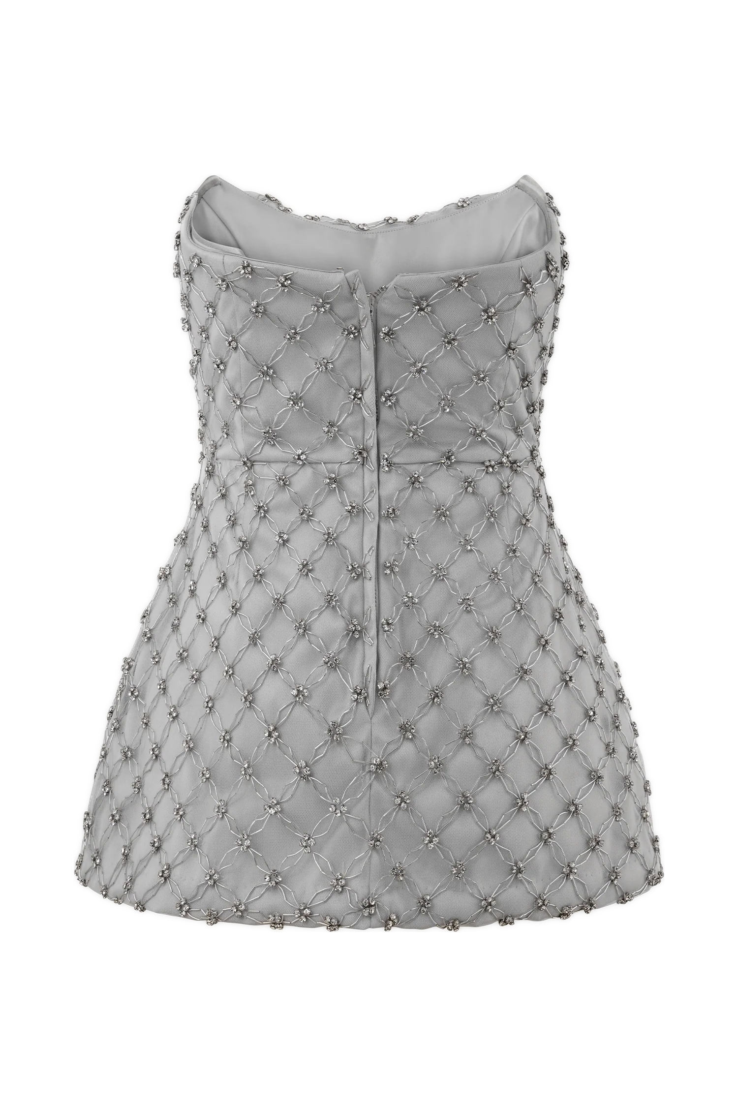 Zuri Hand Beaded Embellished Peplum Corset - Silver - Image 7